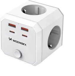 Wozinsky Rozgałęźnik sieciowy WRS-2B 4x AC 2x USB-A 2x USB-C 4000 W z lampką - biały (5907769388637)