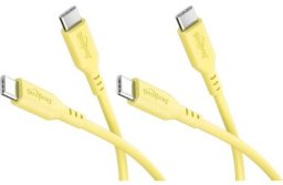 Goobay Zestaw 2 silikonowych kabli USB-C, 1,5 m, żółty