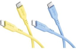 Goobay Zestaw Sun & Sky: 2 silikonowe kable USB-C, 1,5 m, żółty niebieski
