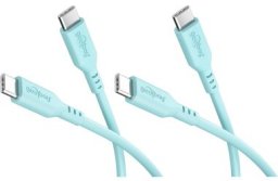 Goobay Zestaw 2 silikonowych kabli USB-C, 1,5 m, turkusowy