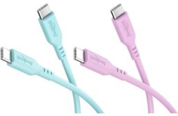 Goobay Zestaw Coral Crush: 2 silikonowe kable USB-C, 1,5 m, turkusowy różowy