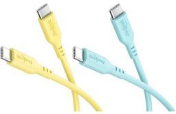 Goobay Zestaw Tropic Glow: 2 silikonowe kable USB-C, 1,5 m, żółty turkusowy