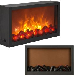Vilde Kominek dekoracyjny LED, metalowy, 10 x 41 x 25 cm