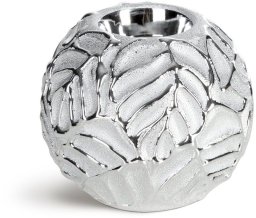 Eurofirany Srebrny świecznik ceramiczny MIRIAM 10 cm okrągły