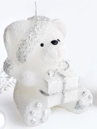 Mondex ŚWIECA TEDDY FIGURKA 8X15CM PARAFINOWA BIAŁA