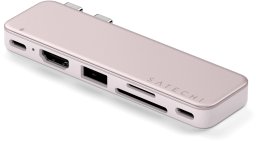 Satechi USB-C Snap Hub - adapter do urządzeń mobilnych (USB-C 5 Gbps, USB-A 5 Gbps, HDMI 4K, czytnik kart micro/SD 104 MB/s, USB-C PD passthrough 45W) (blush) (ST-HUSNP)