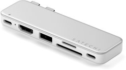 Satechi USB-C Snap Hub - adapter do urządzeń mobilnych (USB-C 5 Gbps, USB-A 5 Gbps, HDMI 4K, czytnik kart micro/SD 104 MB/s, USB-C PD passthrough 45W) (silver) (ST-HUSNS)