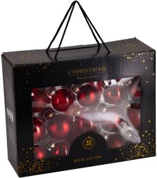 Skrzynkazdrewna Set of glass ornaments red 42PCS