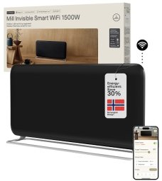 Grzejnik Mill Invisible Smart WIFI Panel heater Gen. 4 , 1500 W, For rooms 18-22 m², Black (PA1500WIFI4A Black)