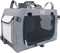 Mersjo Transporter dla psa i kota Adventure składany, 3 wejścia, metalowy stelaż, mata, do 15 kg, 33 50,5 33 cm, brązowy