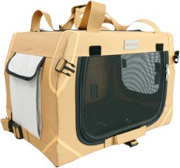 Mersjo Adventure transporter dla psa i kota, składany, 3 wejścia, metalowy stelaż, mata, brązowy, do 15 kg, 33 x 50,5 x 33 cm