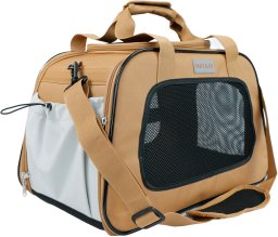 Mersjo Explorer transporter dla kota i psa do 8 kg, torba z 3 wejściami i matą, brązowa, 31 x 49 x 28 cm