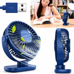 Wentylator Topk Wiatrak USB Cichy mini wentylator biurkowy chłodzenie TOPK K62C niebieski