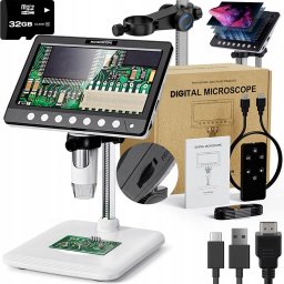 Mikroskop Inskam Cyfrowy z przybliżeniem 1200x 7" PC MacOS WINDOWS 32GB USB-C 8LED