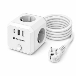 Listwa zasilająca Wozinsky Kostka zasilająca WKZ-3B 4x AC 2x USB-A 1x USB-C 4000 W z przewodem 1.8 m - biała (5907769388644)