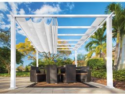 Paragon Outdoor Aluminiowy pawilon biały Florida 11x11 ze zintegrowaną markizą 350x350x235 cm (ST02002)