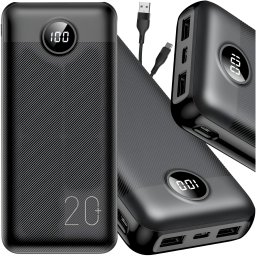 Matnox Szybki powerbank 20000 mAh 20W QC 3.0 PD 3.0 USB C USB power bank podróżny (MOCNY POWERBANK 20000mAh 20W Quick Charge 3.0)