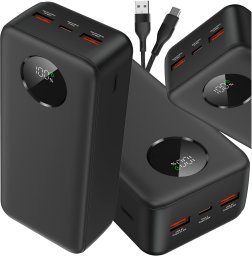Matnox Szybki Powerbank 30000 mAh 22,5W QC 3.0 2x USB A PD USB-C Power Bank Mocny (SZYBKI POWER BANK 30000mAh QC PD 22,5W Kabel)