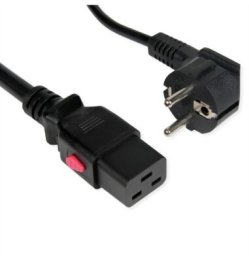 Kabel zasilający Roline Przewód zasilający 3P z niemieckim wtykiem CEE 7/7, IEC320 – C19 16 A, z blokadą, czarny, 0,8 m (19.08.1038)