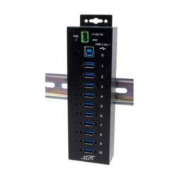 Exsys EX-1580SHMVS – zarządzany, 10-portowy metalowy hub USB 3.2 Gen 1 z możliwością podziału sieci, ochrona przed wyładowaniami (15.06.3518)