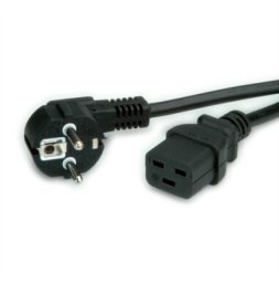 Kabel zasilający Value Przewód zasilający , 3-pinowy, typ niemiecki, IEC320 C19, 16 A, czarny, 0,8 m