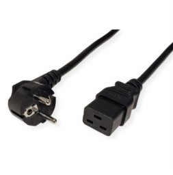 Kabel zasilający Roline Przewód zasilający z niemieckim wtykiem 3-pinowym, IEC320 C19 16 A, czarny, 0,8 m