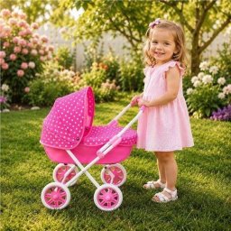 Baby Mix Wózek dziecięcy dla lalek New Baby Ania różowy EDUKAMP (8596164067253)