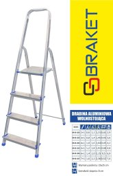 Braket Drabina aluminiowa wolnostojąca 191CM 5 stopni + podest