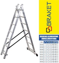 Braket Drabina aluminiowa 2-elementowa 510CM 11+11 szczebli