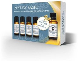La Casa de los Aromas Optima Natura* Basic zestaw olejek eteryczny Eukaliptusowy 10ml + olejek eteryczny Sosnowy 10ml + olejek eteryczny Lawendowy 10ml + olejek eteryczny Pomarańczowy 10ml + olejek eteryczny Drzewo Herbaciane 30ml
