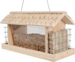 Turdus Zolux Karmnik dla ptaków Grizzle Silo z kratkami, z drewnianym daszkiem
