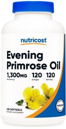 Puritans Pride NUTRICOST Evening Primrose Oil 1300 mg - Olej z wiesiołka (120 kaps.)