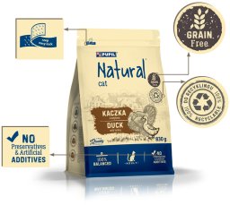 NATURAL , karma sucha dla kota, kaczka z indykiem 830g