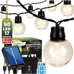 Lumiled Girlanda solarna Gladi Control 50LED 16,7MB pilot