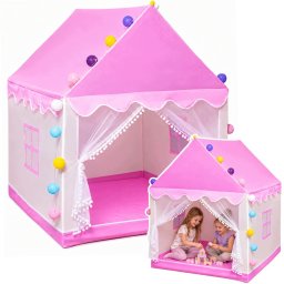 LeanToys Namiot Domek Dla Dzieci Z Lampkami Dekoracyjnymi LED Do Pokoju Różowy