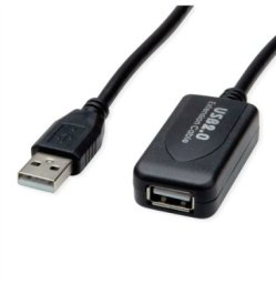Kabel USB Secomp Standardowy kabel przedłużający USB 2.0, aktywny z repeaterem, czarny, 10 m