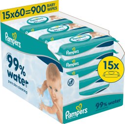 Pampers Chusteczki Nawilżane 99% Water 15 op. 60 Chusteczek = 900 szt.