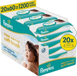 Pampers Chusteczki Nawilżane Aqua Soft Touch 20 op. 60 Chusteczek = 1200 szt.