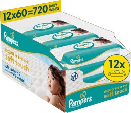 Pampers Chusteczki Nawilżane Aqua Soft Touch 12 op. 60 Chusteczek = 720 szt.