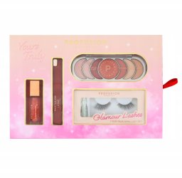 ProFusion Set Cosmetics: Liquid Blush, Liquid Blush, 7 ml + Lip Tint, Liquid Lipstick, 6.5 ml + Nudes, Eyeshadow Palette, 7 Shades, 11 g + Glamour Lashes, False Eyelashes, 2 pcs For Women