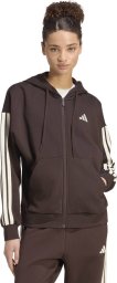 Adidas Bluza damska Essentials 3-Stripes Full-Zip Fleece Hoodie brązowa KX0784 XS