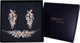 KOKONET Komplet ślubny złoty kolczyki bransoletka glamur (8-0543 + 8-0546)