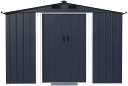 Funfit Domek narzędziowy ogrodowy blaszany 277x191x196cm z fundamentem (5905771304010)