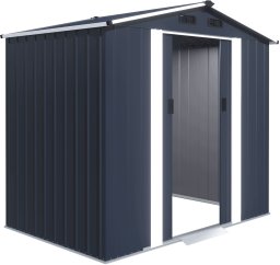 Funfit Domek narzędziowy ogrodowy blaszany 240 × 180 × 222 cm z fundamentem (5905771302207)