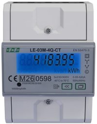 FF Licznik energi elektycznej 3-fazowy 4-kwadrantowy, pomiar połpośredni, komunikacja RS485 + Modbus RTU (LE-03M-4Q-CT)