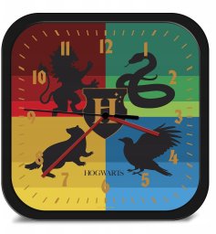 KIDS Zegar ścienny Na ścianę Harry Potter Hogwarts 4 Domy Kwadratowy Analogowy / Hpk00029 (SB12239)