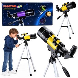Teleskop LeanToys Astronomiczny Dla Dzieci Statyw Żółty Powiększenie 150x