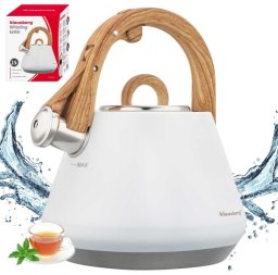Klausberg Czajnik stalowy z gwizdkiem 2,5L biały (KB-9061)