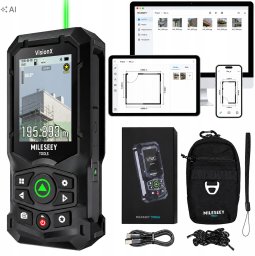Dalmierz laserowy Mileseey Z zielonym laserem miernik odległości 200m kamera dotykowy AMOLED