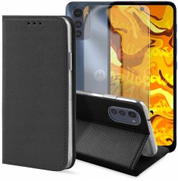 Dream Etui z Klapką Do Motorola Moto G22 4G / E32 / E32S (Czarne, Kabura) Szkło (BNDL3395)